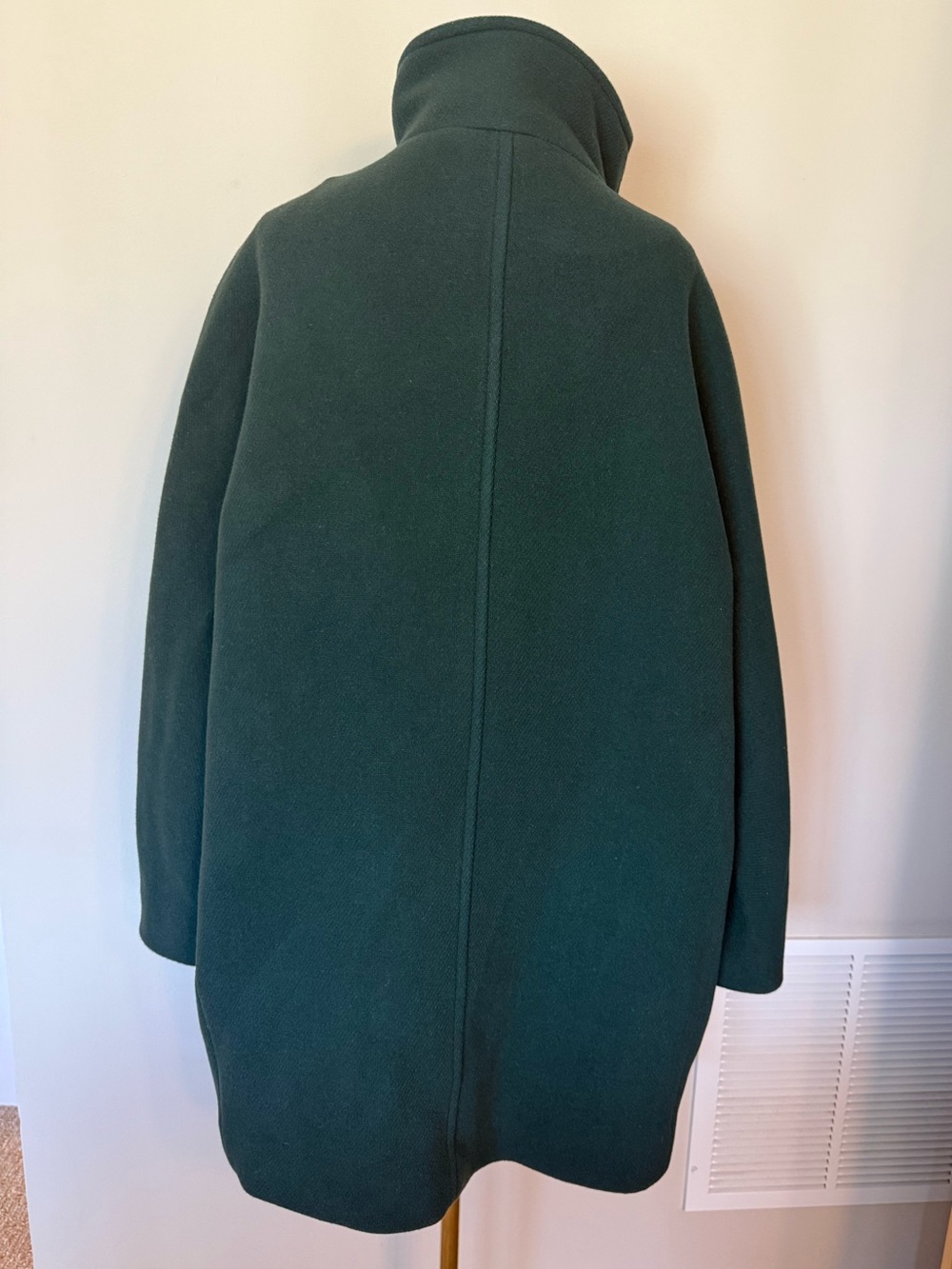 J. Crew Italian Stadium Cloth Wool Coat Forest Green Funnel Neck 18 Nello Gori - Picture 4 of 15